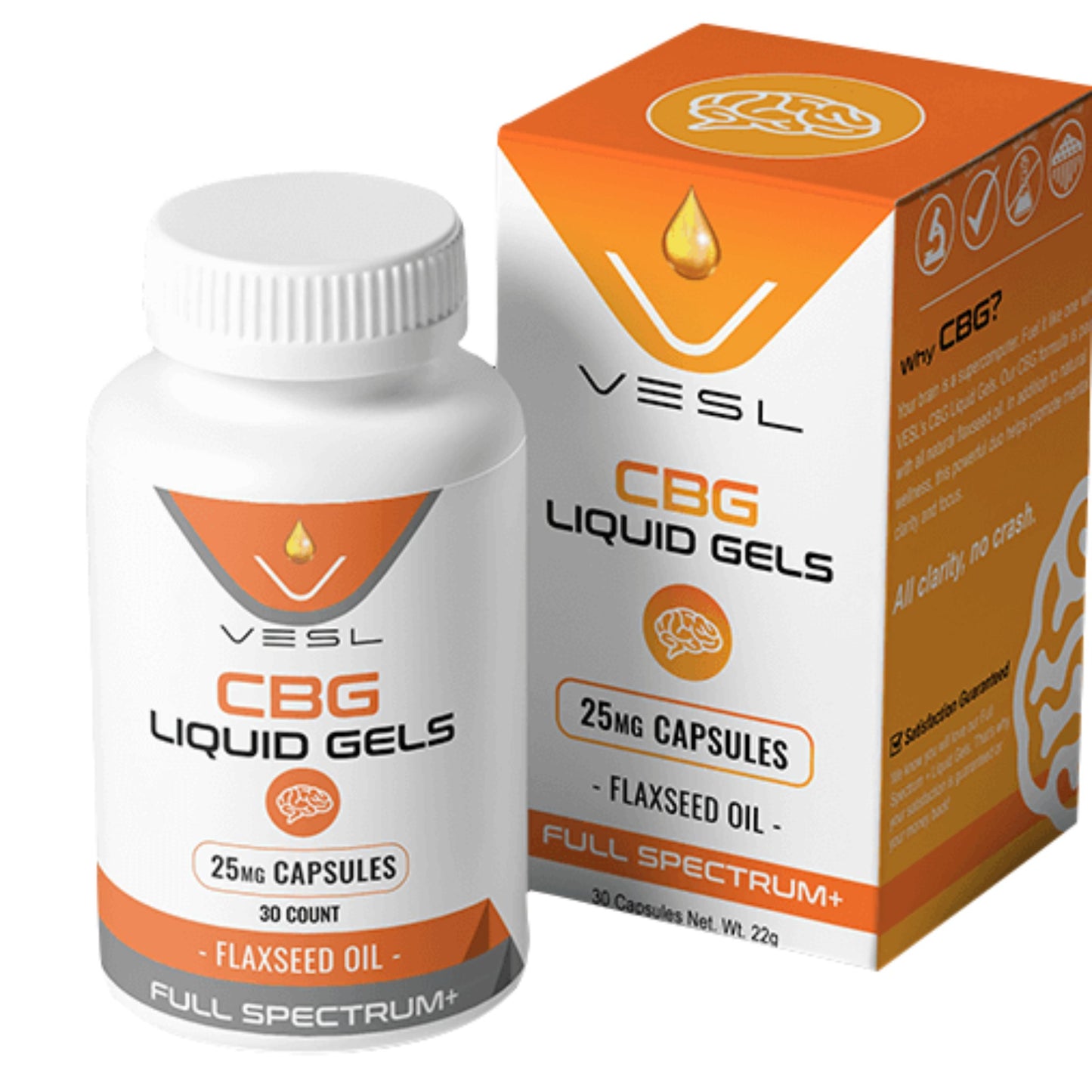 Vesl Oils CBG Capsules - 750mg 25mg / 30 / Flaxseed