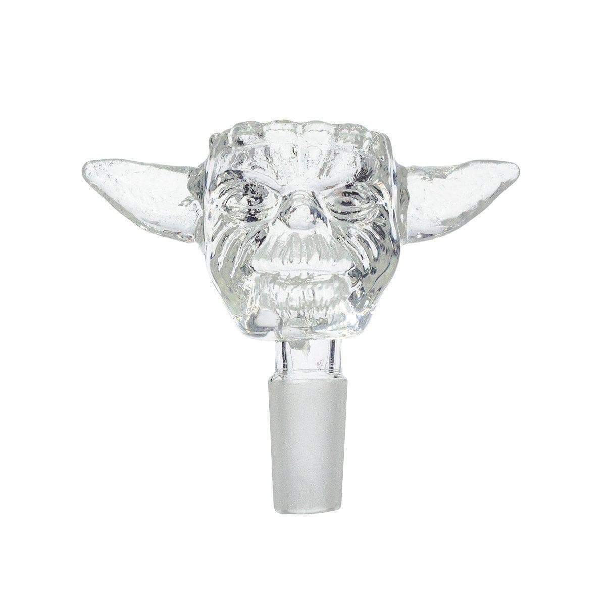 14mm clear glass bowl Star Wars male joint bong smoking accessory bowl sculpted face Jedi master Yoda big ears finger grips