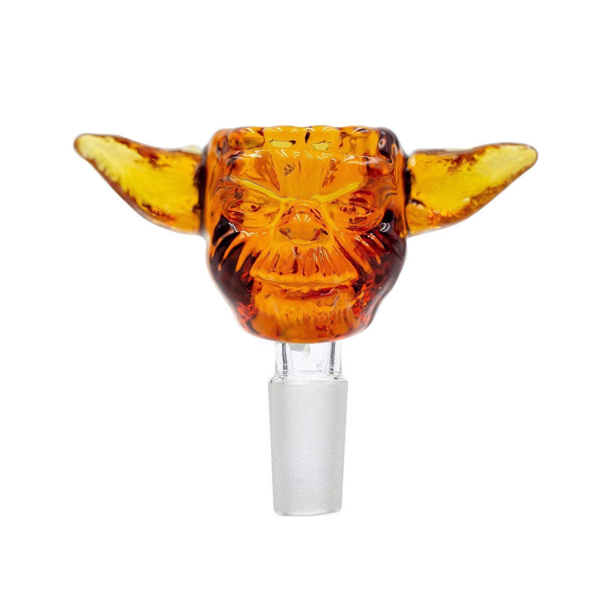 14mm clear glass bowl Star Wars male joint bong smoking accessory bowl sculpted face Jedi master Yoda big ears finger grips